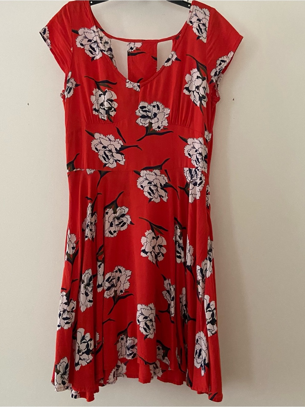 Abercrombie & Fitch Womens S Red Floral Fit Flare Mini Dress Y2K Flirty Cottage